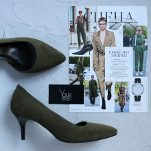 Туфлі-човники з замші кольору хакі Арт. 657-2/36