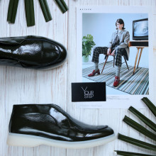 Лаковые высокие лоферы в цвете хаки на светлой подошве Арт. 156-4