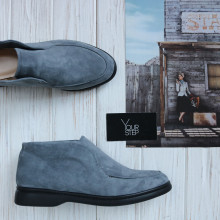 Высокие лоферы из серого велюра на черной подошве Арт. 156-4