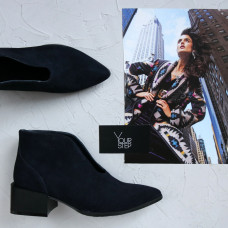 Ботильоны из синего велюра  Арт. 457-8/56