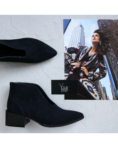 Ботильоны из синего велюра  Арт. 457-8/56