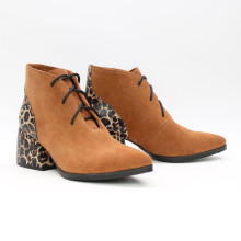 Ботильоны из замши с принтом под леопард рыжего цвета  Арт. 657-10/w324Ок