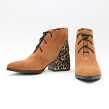 Ботильоны из замши с принтом под леопард рыжего цвета  Арт. 657-10/w324Ок