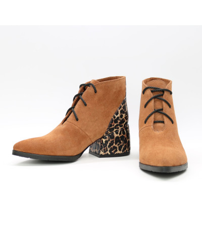 Ботильоны из замши с принтом под леопард рыжего цвета  Арт. 657-10/w324Ок