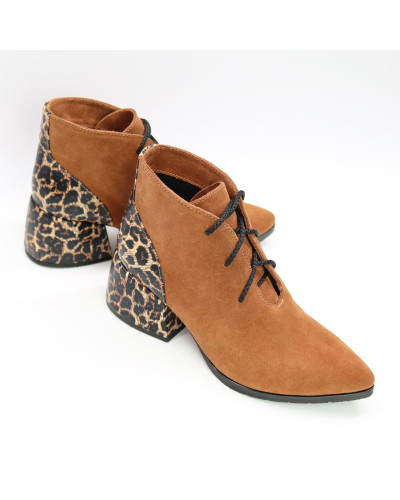 Ботильоны из замши с принтом под леопард рыжего цвета  Арт. 657-10/w324Ок