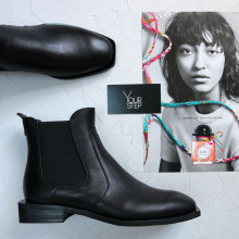 Челсі із чорної шкіри з квадратним носом Арт. 105-2