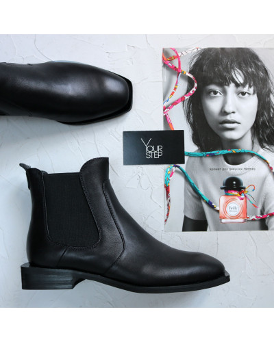 Челсі із чорної шкіри з квадратним носом Арт. 105-2