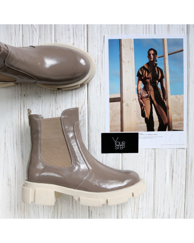 Бежеві Челсі з лакової шкіри Арт. 12-1/21074