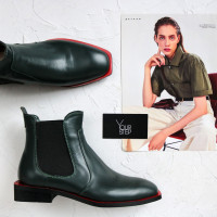 Челсі із зеленої шкіри з квадратним носом Арт. 105-2