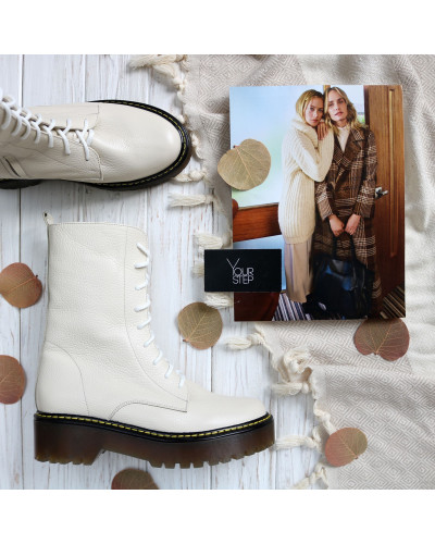 Черевики із бежевої шкіри Арт. 12-30/22б/ф