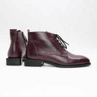 Ботинки из бордовой кожи с квадратным носом Арт. 105-1