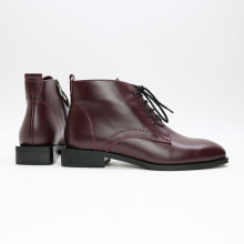 Ботинки из бордовой кожи с квадратным носом Арт. 105-1