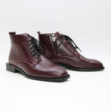 Ботинки из бордовой кожи с квадратным носом Арт. 105-1