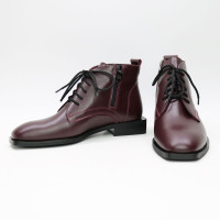 Ботинки из бордовой кожи с квадратным носом Арт. 105-1