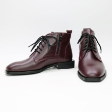 Ботинки из бордовой кожи с квадратным носом Арт. 105-1