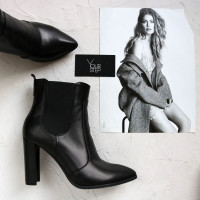 Ботинки из черной кожи на каблуке Арт. 35-14/32