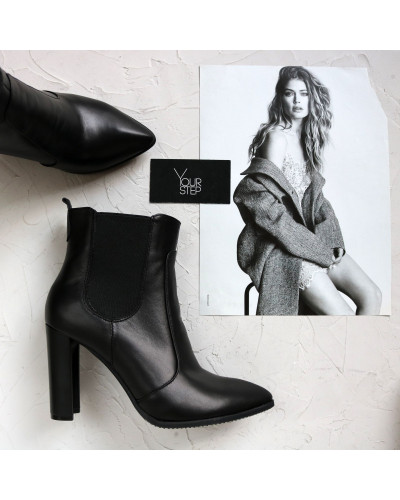 Ботинки из черной кожи на каблуке Арт. 35-14/32