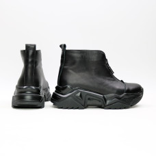 Ботинки из черной кожи с молнией спереди Арт. As-7/21098