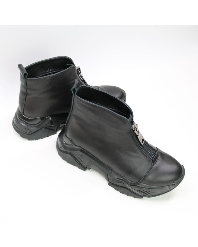 Ботинки из черной кожи с молнией спереди Арт. As-7/21098