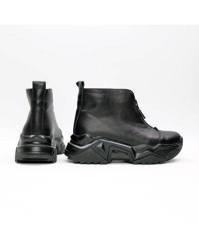 Ботинки из черной кожи с молнией спереди Арт. As-7/21098