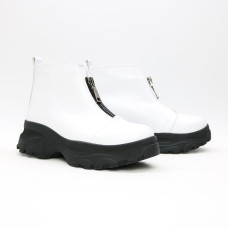 Ботинки из белой кожи с молнией спереди Арт. As-7/247