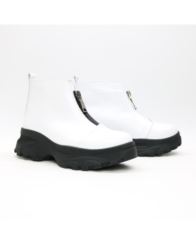 Ботинки из белой кожи с молнией спереди Арт. As-7/247