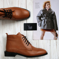 Ботинки из светло-рыжей кожи с квадратным носом Арт. 105-1