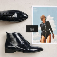 Ботинки из темно-синего наплака с острым носиком Арт. 104-1