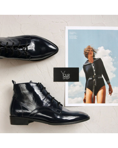 Ботинки из темно-синего наплака с острым носиком Арт. 104-1