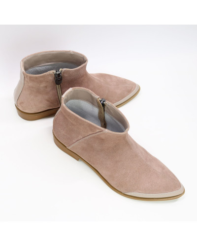 Ботинки из велюра оттенка капучино с острым носиком Арт. 104-2