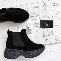 Ботинки из замши черного цвета  Арт. 176-2/184