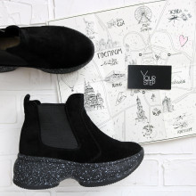 Ботинки из замши черного цвета  Арт. 176-2/184