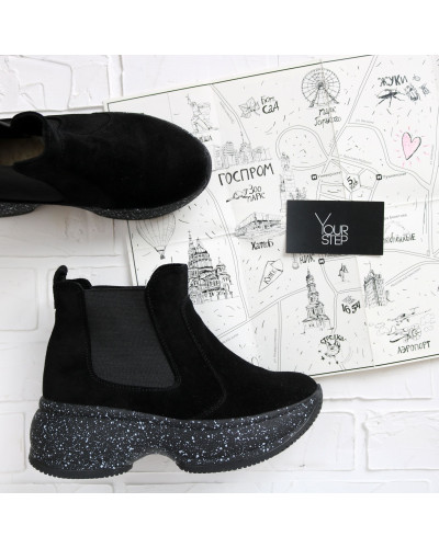 Ботинки из замши черного цвета  Арт. 176-2/184