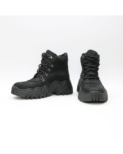 Ботинки со шнуровкой из черного нубука  Арт. As-3/25 