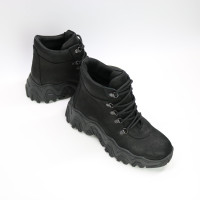 Ботинки со шнуровкой из черного нубука  Арт. As-3/25 