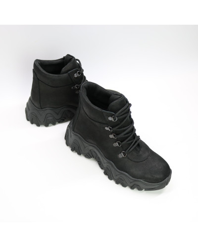 Ботинки со шнуровкой из черного нубука  Арт. As-3/25 