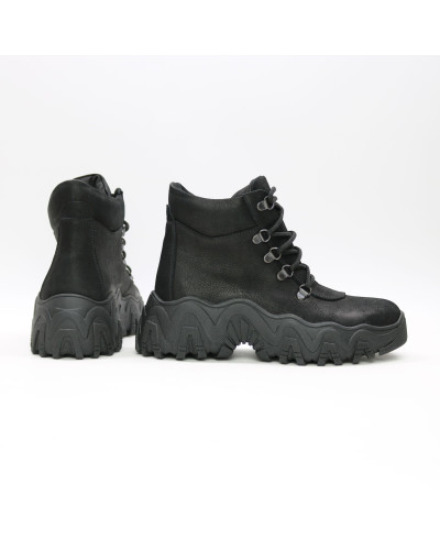 Ботинки со шнуровкой из черного нубука  Арт. As-3/25 