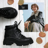 Ботинки со шнуровкой из черной кожи Арт. 51-3/260