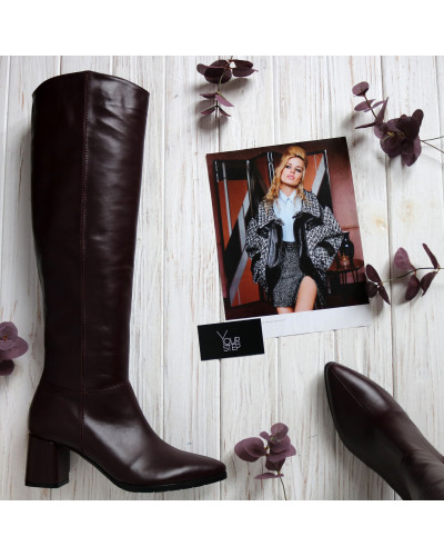 Класичні чоботи зі шкіри на підборах Арт. 657-14/47Ок