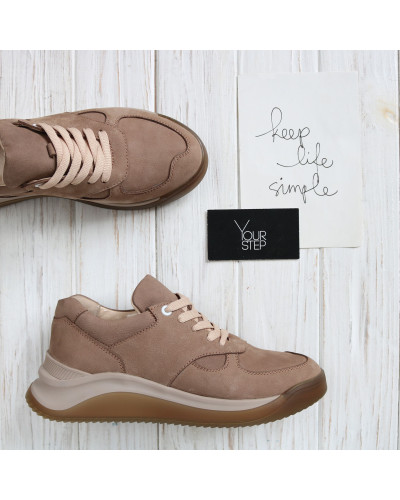 Кросівки з бежевого нубуку Арт. 15-2(Av)