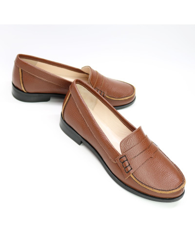 Мокасины из рыжей кожи флотар Арт. 05-10(Mar4)