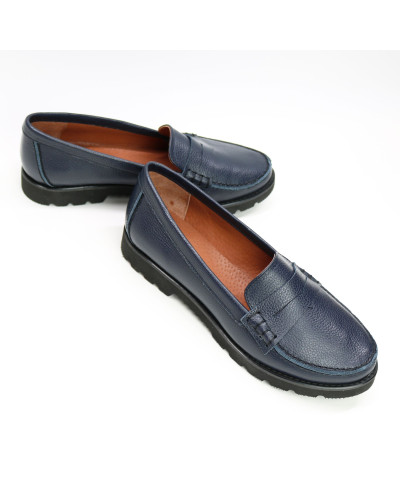 Мокасины из синей кожи флотар Арт. 05-10SE