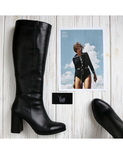 Чорні шкіряні чоботи Арт. 52-1Ok