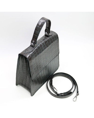 Сумка з сірої шкіри під крокодил Арт. YS-1001