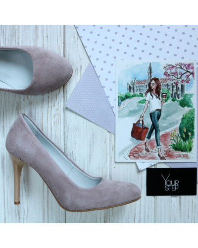 Туфли на шпильке из бледно-лиловой замши Арт. 95-1/35
