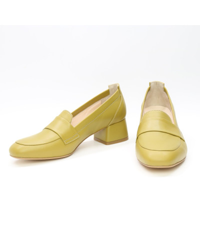 Туфли из кожи цвета оливки Арт. 456-3/53Ok-П