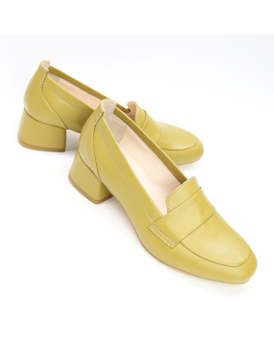 Туфли из кожи цвета оливки Арт. 456-3/53Ok-П