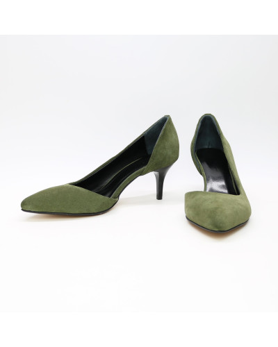 Туфлі-човники з замші кольору хакі Арт. 657-2/36