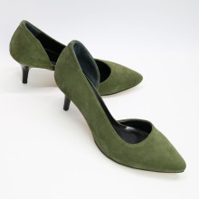 Туфлі-човники з замші кольору хакі Арт. 657-2/36