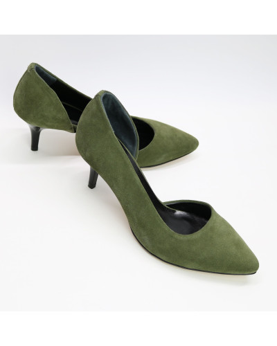 Туфлі-човники з замші кольору хакі Арт. 657-2/36